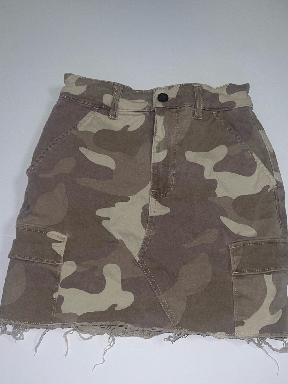 Hollister Beige and Tan Camo Mini Skirt